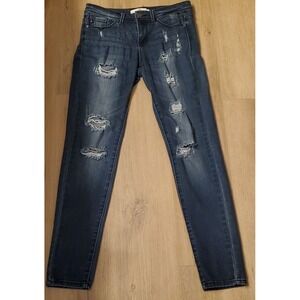 Kancan Jeans 7 SZ27 Estilo KC7010 Heavily Distressed Women's Cut J-577 Med Wash